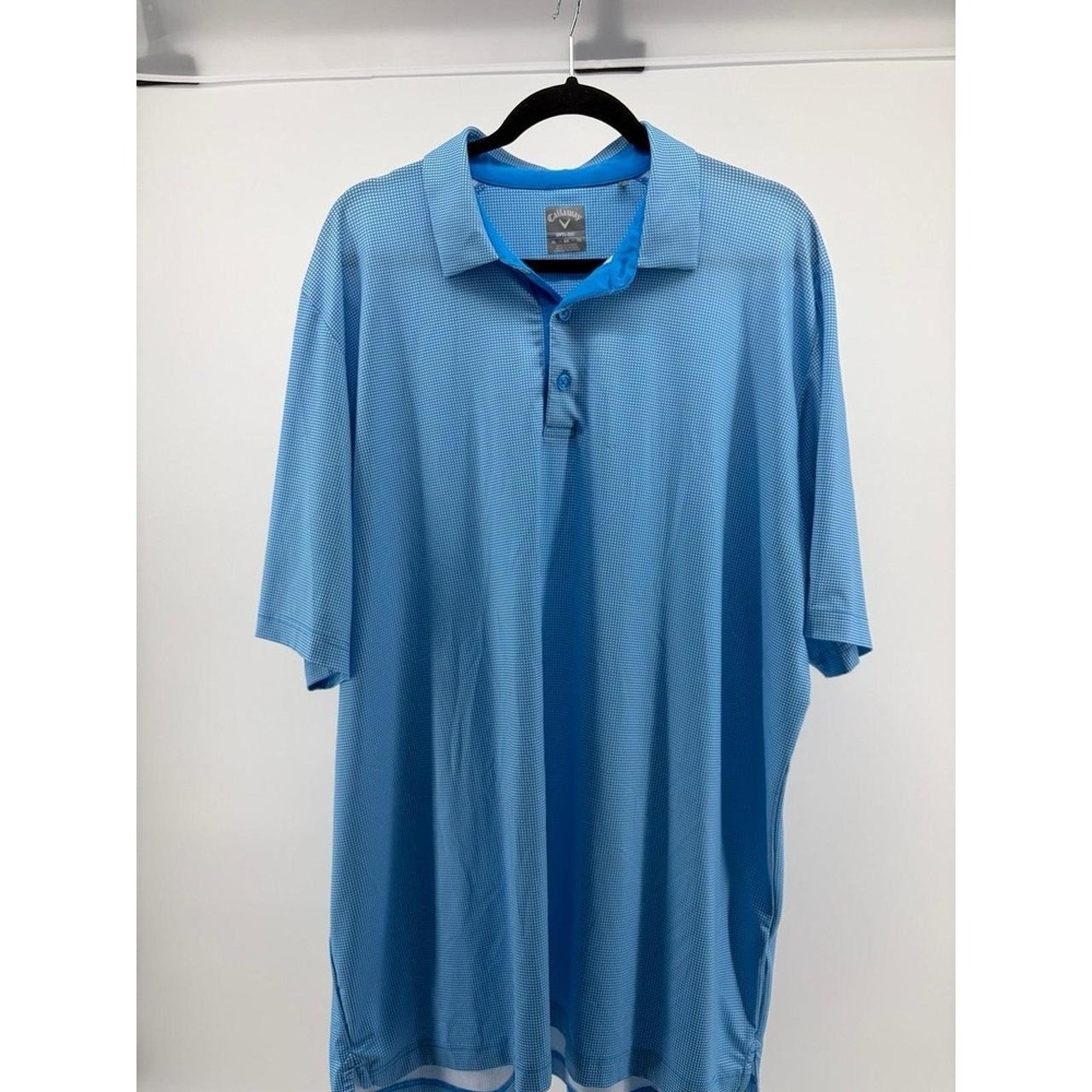 Callaway Opti-Dri, Swing Tech, Golf Polo Shirt Blue‎ Gingham SS, Men's Size XL